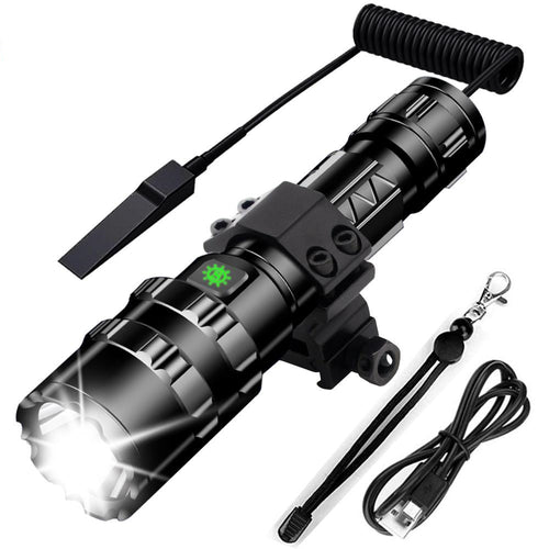 65000 Lumens LED Tactical Flashlight Ultra Bright USB Rechargeable Waterproof Scout Light Torch Hunting Light 5 Modes Flashlamps