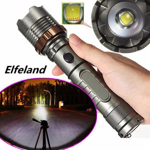 Portable Elfeland Tactical Military T6 Flashlight LED Rechargeable Zoomable Flashlight Torch Aluminum Alloy with Lotus Head