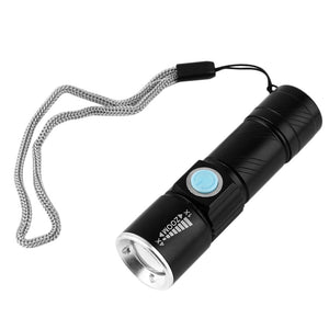 2000LM Q5 LED waterproof Super Bright Tactical Rechargeable USB Flashlight Torch Zoom Adjustable